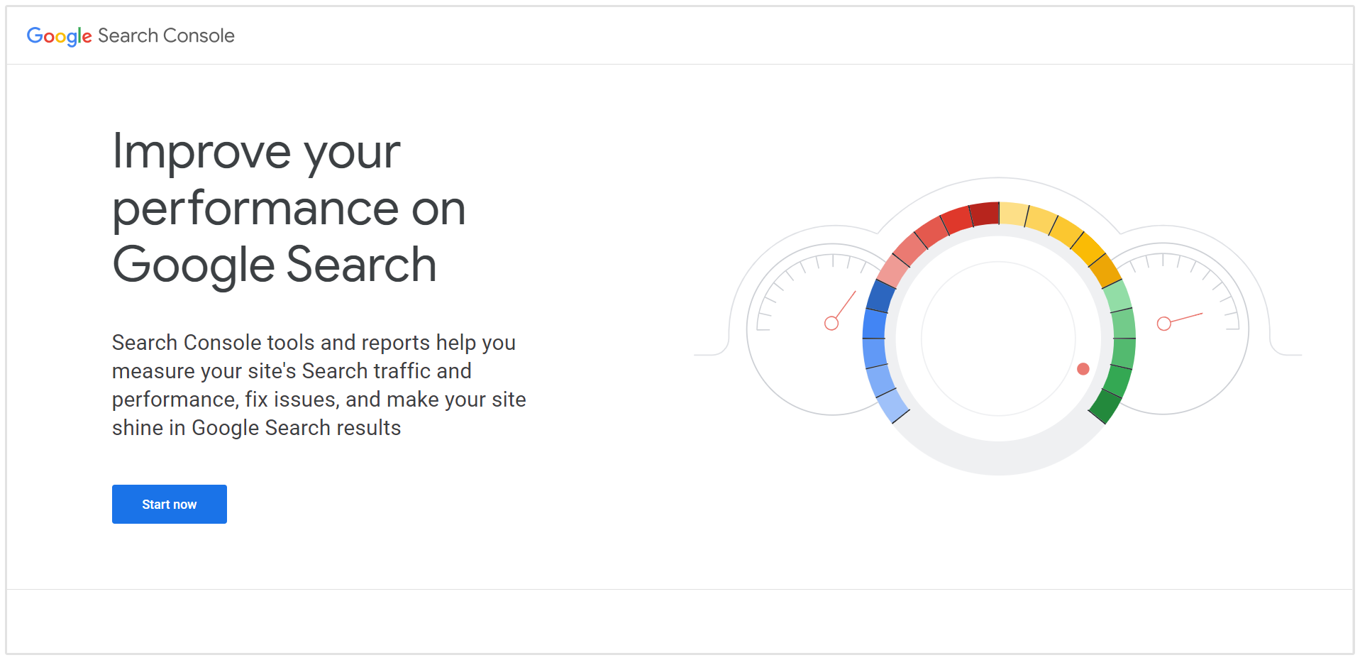 Page d'accueil de Google Search Console